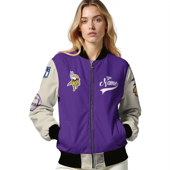 customized minnesota vikings razorback outline purple nude bomber jacket latest model