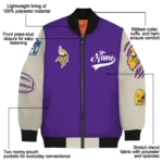 customized minnesota vikings razorback outline purple nude bomber jacket best selling
