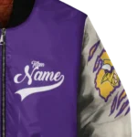 customized minnesota vikings razorback outline purple nude bomber jacket best selling