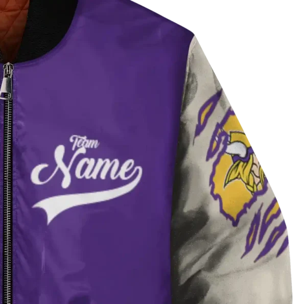 customized minnesota vikings razorback outline purple nude bomber jacket premium grade
