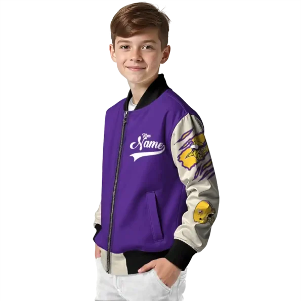 customized minnesota vikings razorback outline purple nude bomber jacket trendy
