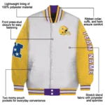 customized minnesota vikings speckled arms purple gray varsity jacket best selling