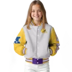 customized minnesota vikings speckled arms purple gray varsity jacket best selling