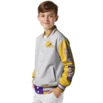 customized minnesota vikings speckled arms purple gray varsity jacket best selling