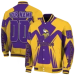customized minnesota vikings spider mark purple gold crocs varsity jacket best selling