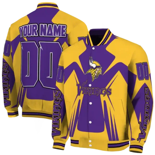 customized minnesota vikings spider mark purple gold crocs varsity jacket fashion forward
