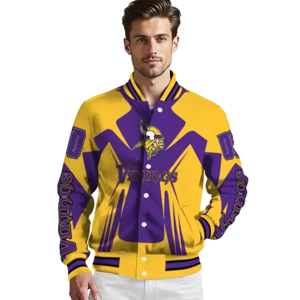 customized minnesota vikings spider mark purple gold crocs varsity jacket high quality