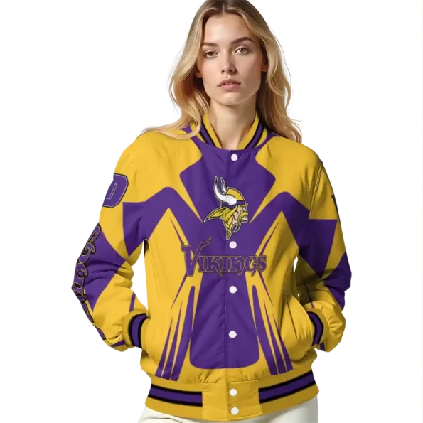 customized minnesota vikings spider mark purple gold crocs varsity jacket latest model