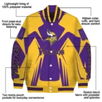 customized minnesota vikings spider mark purple gold crocs varsity jacket best selling