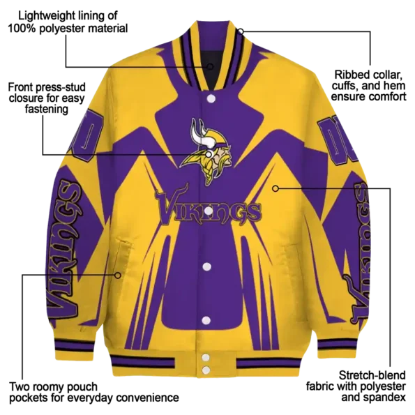 customized minnesota vikings spider mark purple gold crocs varsity jacket new arrival