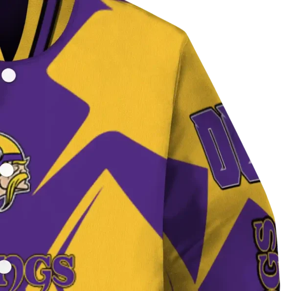 customized minnesota vikings spider mark purple gold crocs varsity jacket premium grade