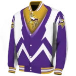 customized minnesota vikings v stripes purple white varsity jacket best selling