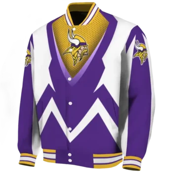 customized minnesota vikings v stripes purple white varsity jacket best selling