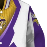 customized minnesota vikings v stripes purple white varsity jacket best selling