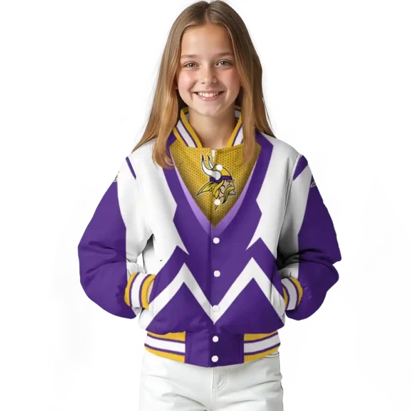 customized minnesota vikings v stripes purple white varsity jacket top rated