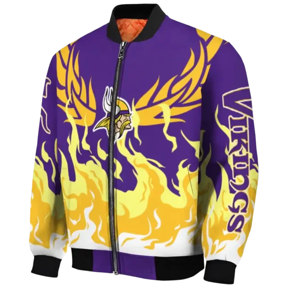 customized minnesota vikings winged blaze purple white bomber jacket best selling