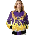 customized minnesota vikings winged blaze purple white bomber jacket best selling