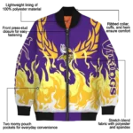customized minnesota vikings winged blaze purple white bomber jacket best selling