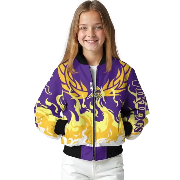 customized minnesota vikings winged blaze purple white bomber jacket top rated
