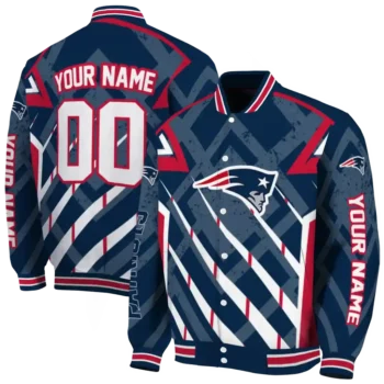 customized new england patriots chevron angles blue varsity jacket fashion forward