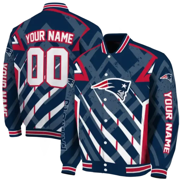 customized new england patriots chevron angles blue varsity jacket fashion forward