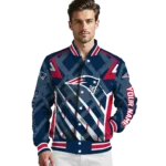 customized new england patriots chevron angles blue varsity jacket best selling