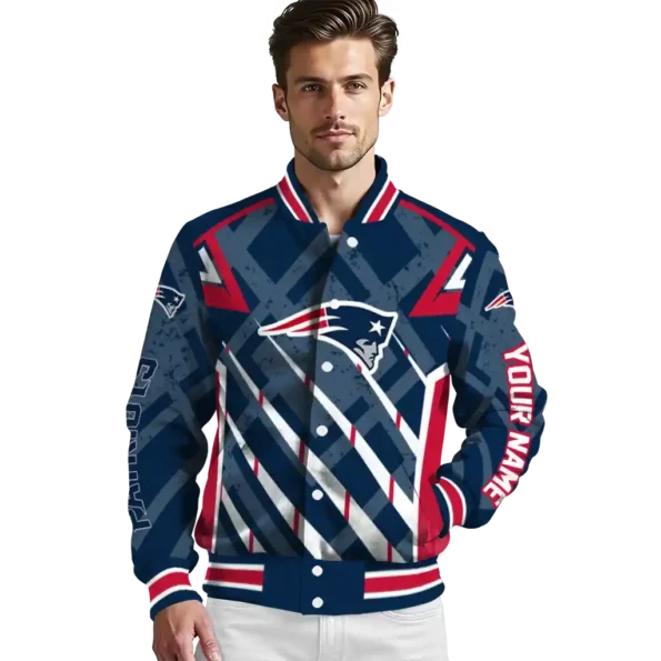 customized new england patriots chevron angles blue varsity jacket high quality