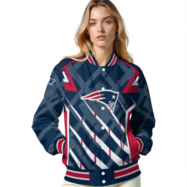 customized new england patriots chevron angles blue varsity jacket latest model