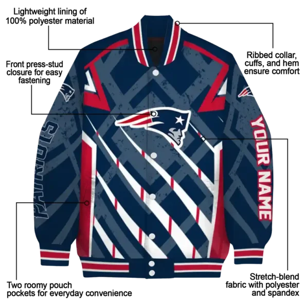 customized new england patriots chevron angles blue varsity jacket new arrival