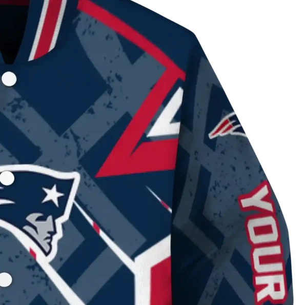 customized new england patriots chevron angles blue varsity jacket premium grade