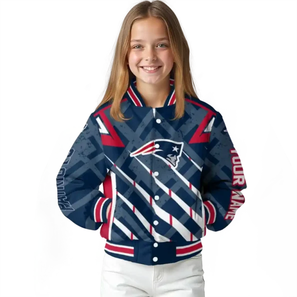customized new england patriots chevron angles blue varsity jacket top rated