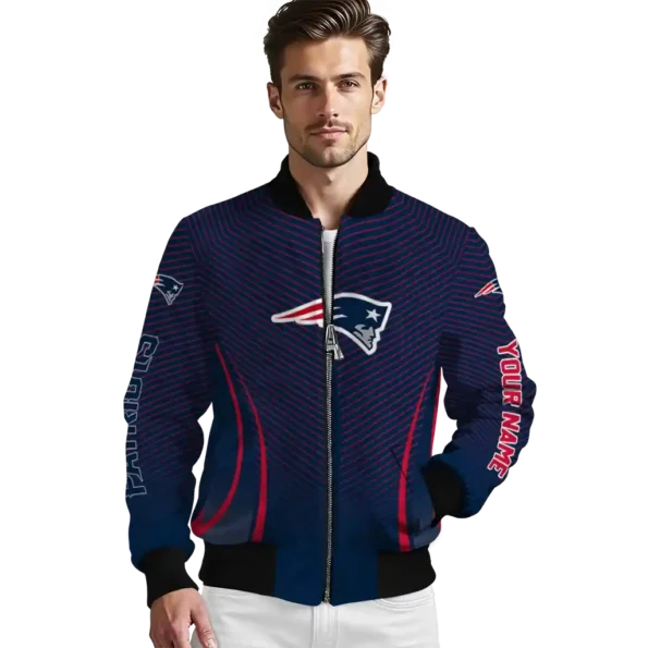 customized new england patriots chevron arrow blue bomber jacket high quality