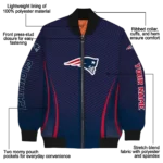 customized new england patriots chevron arrow blue bomber jacket best selling
