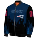 customized new england patriots flame border blue black bomber jacket best selling