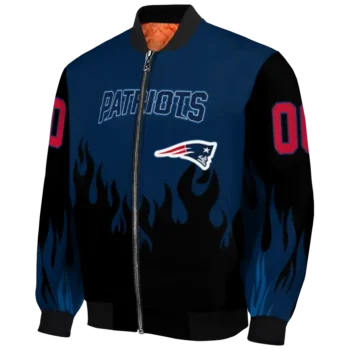 customized new england patriots flame border blue black bomber jacket best selling
