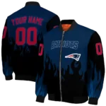 customized new england patriots flame border blue black bomber jacket best selling