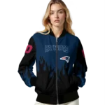 customized new england patriots flame border blue black bomber jacket best selling