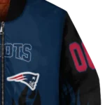 customized new england patriots flame border blue black bomber jacket best selling