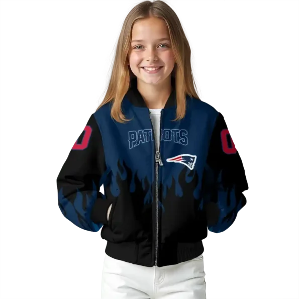 customized new england patriots flame border blue black bomber jacket top rated