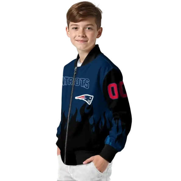 customized new england patriots flame border blue black bomber jacket trendy