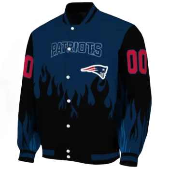 customized new england patriots flame border blue black varsity jacket best selling