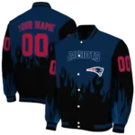 customized new england patriots flame border blue black varsity jacket best selling