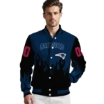 customized new england patriots flame border blue black varsity jacket best selling