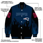 customized new england patriots flame border blue black varsity jacket best selling