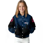 customized new england patriots flame border blue black varsity jacket best selling