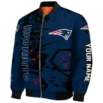 customized new england patriots hexagon cluster blue black bomber jacket best selling