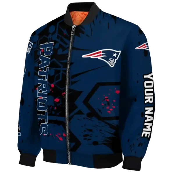 customized new england patriots hexagon cluster blue black bomber jacket best selling