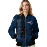 customized new england patriots hexagon cluster blue black bomber jacket best selling