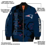 customized new england patriots hexagon cluster blue black bomber jacket best selling
