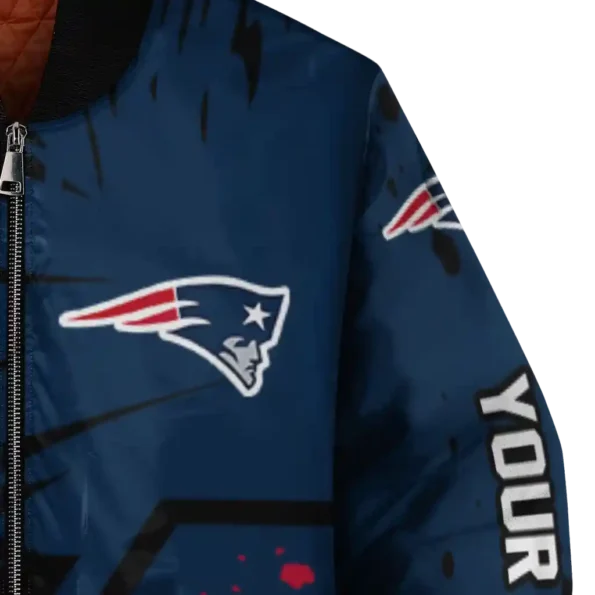 customized new england patriots hexagon cluster blue black bomber jacket premium grade